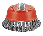 Кордщетка чашечная P.I.T.125x0.5мм, стальная крученая проволока, резьба M14 (APLS12-R125)