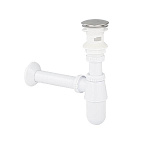 Сифон для раковины 1"1/4х32х32мм с трубой, донный клапан с переливом и системой клик-клак, из АБС пл
