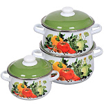 Набор кастрюль эмал. 1с408 Европейская кухня (2,0л, 4,0л, 5,5л) белоснеж.