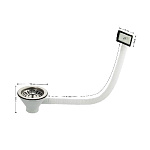 Выпуск для кухонной мойки с большой горловиной, с переливом, из АБС пластика, с хромированной сеткой