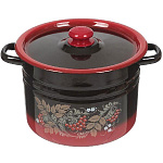 Кастрюля эмал.  8,0 л с1620.38 цилиндр, декор красно-черная Сибирские товары